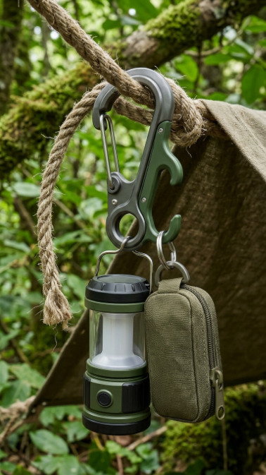 Multi-Function Outdoor Carabiner Hook with Mini Lantern