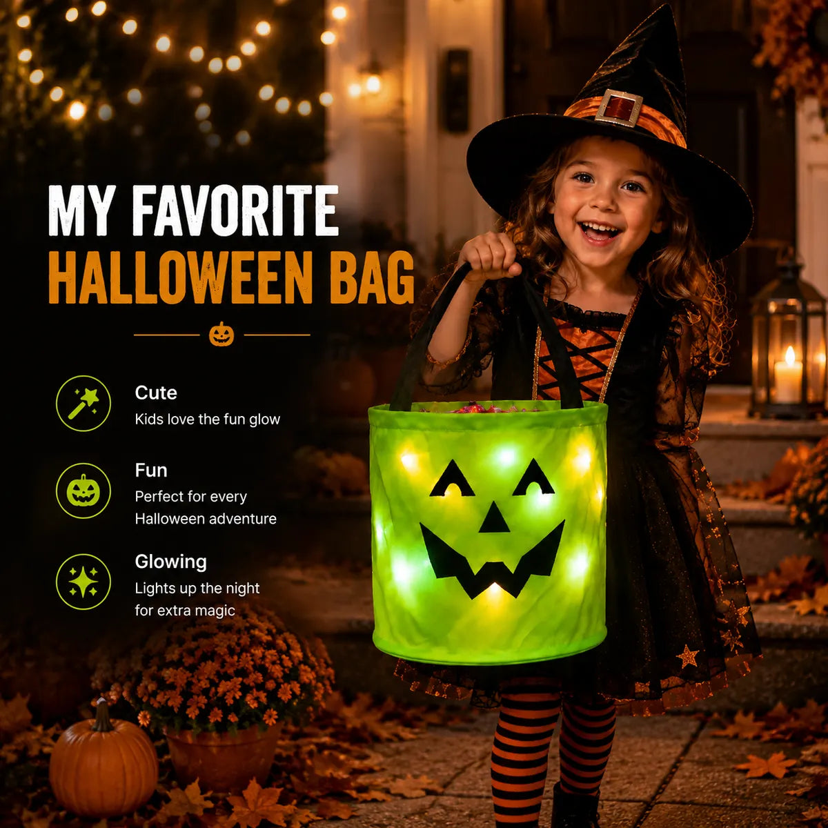 Billhol® LED Light-Up Halloween Pumpkin Candy Buckets – Reusable Trick-or-Treat Bags🎃