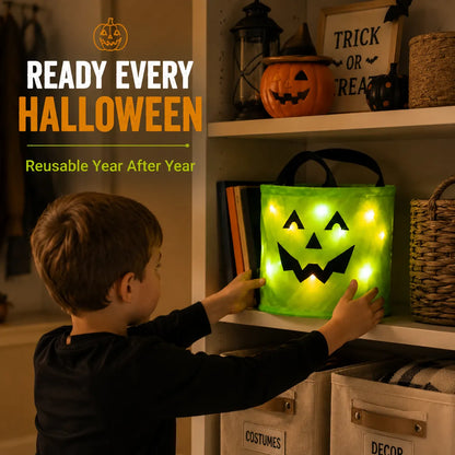 Billhol® LED Light-Up Halloween Pumpkin Candy Buckets – Reusable Trick-or-Treat Bags🎃