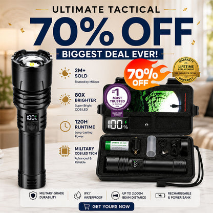 Billhol® 💥Super Bright Ultimate Tactical Survival Flashlight · 2M+ SOLD · 80X Brighter ·120H Runtime · Military COB LED Tech